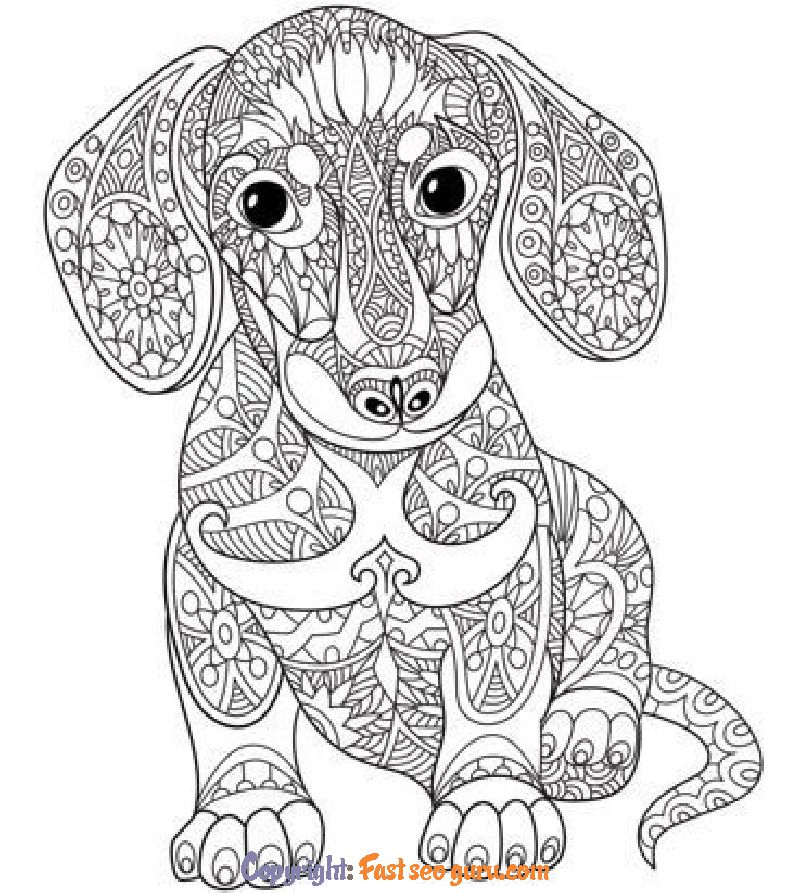 coloring pages of dog for adults to print